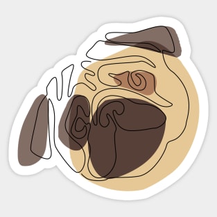 Modern One line Abstract Pug Sticker